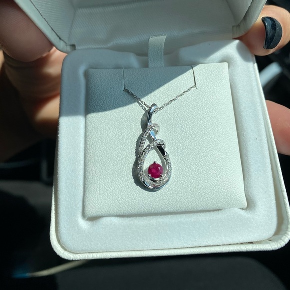 Ruby Diamond Pendant Necklace - Picture 4 of 5